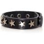 Xusamss Hip Hop Alloy Star Wristband Leather Cuff Bracelet,7.5inches