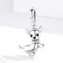 Cute Dog Original 925 Sterling Silver Beads Animal Charms for Pandora Bracelets Necklaces Women DIY Jewelry (Pink Bow Cute Animal Dog Charm)