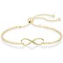 Miabella 925 Sterling Silver Infinity Adjustable Bolo Beaded Ball Chain Bracelet for Women Teen Girls, Choice of 18K Gold Plated or Silver Made in Italy