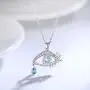 DIOFRG S925 Sterling Silver Protective Evil Eye Teardrop Necklace Natural Blue Cubic Zirconia Pendant for Women Girls Good Lucky Gifts Jewelry