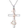 S925 Sterling Silver Faith Hope Love Cross Heartbeat Heart Pendant Necklace Christian Jewelry Gifts for Women Teen Girls