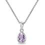 Sterling Silver Genuine or Synthetic Gemstone 8x6mm Teardrop Bezel-Set Dainty Pendant Necklace