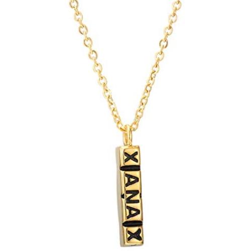 SKQIR Mens Stainless Steel Vertical Cuboid Xanax Pill ID Bar Pendant Necklace Jewelry