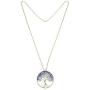 AeraVida Purple Fluorite Green Quartz Stone Eternal Tree of Life Brass Necklace