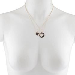 Lux Accessories Sista Sister Big Sis Lil Heart Charm Pendant Necklace Set 2PC