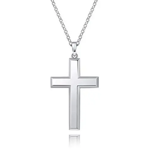MONBO Cool Cross Pendant Necklace Classic High Polish Sterling Silver Shiny Cross Pendant Long Necklace for Men/Women MONBO Cool Cross Pendant Necklace Classic High Polish Sterling Silver Shiny Cross Pendant Long Necklace for Men/Women