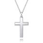 MONBO Cool Cross Pendant Necklace Classic High Polish Sterling Silver Shiny Cross Pendant Long Necklace for Men/Women