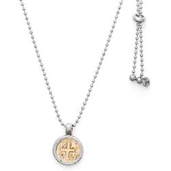 Lizzy James Vintage Gold Cross Coin on Adjustable Stainless Steel Necklace
