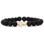 Xusamss Fashion 8mm Lava Rock Essential Oil Diffuser Bracelet Religious Cross Elastic Link Bracelet,7 1/2 Wrist