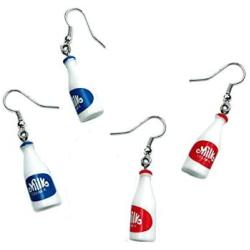 YONYou 2 pairs Funny Cartoon Milk Bottle Drop Earring,Creative Wine Bottle Resin Personality Dangle Earring Party Jewelry