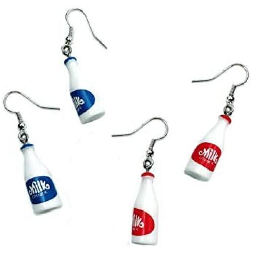 YONYou 2 pairs Funny Cartoon Milk Bottle Drop Earring,Creative Wine Bottle Resin Personality Dangle Earring Party Jewelry