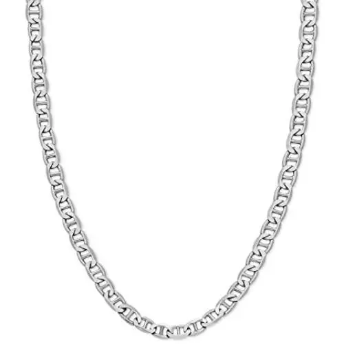 Savlano 925 Sterling Silver 4.5mm Italian Solid Flat Mariner Link Chain Necklace for Men & Women - Made in Italy Comes Gift Box (4.5mm) Savlano 925 Sterling Silver 4.5mm Italian Solid Flat Mariner Link Chain Necklace for Men & Women - Made in Italy Comes Gift Box (4.5mm)