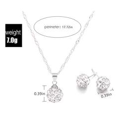 Rhinstone Pendant Necklace Silver Spherical Earrings Jewelry Set alentines Day Jewel Gifts for Mom Wife Party/Anniversary Day/Birthday.
