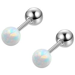 Gorgeous Fire Opal Ball Stud Earring Stainless Steel Helix Conch Cartilage Earring for Girl Women
