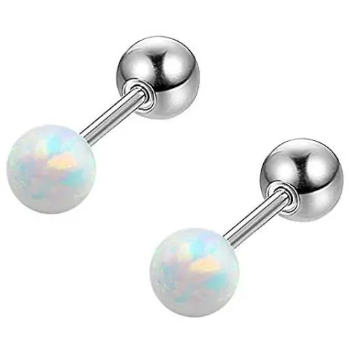 Gorgeous Fire Opal Ball Stud Earring Stainless Steel Helix Conch Cartilage Earring for Girl Women Gorgeous Fire Opal Ball Stud Earring Stainless Steel Helix Conch Cartilage Earring for Girl Women