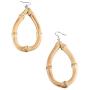 Bamboo Teardrop Earrings, BB Panda Unique Handmade Natural Bamboo Root Water Drop Dangle Earrings for Women and Girls, Set of 2, Gold and Burnt Black Color