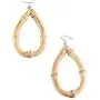 Bamboo Teardrop Earrings, BB Panda Unique Handmade Natural Bamboo Root Water Drop Dangle Earrings for Women and Girls, Set of 2, Gold and Burnt Black Color