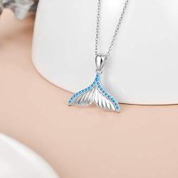 Sterling Silver Mermaid Tail Necklace with 5A Cubic Zirconia Fish Ocean Jewelry Good Luck Necklace for Women