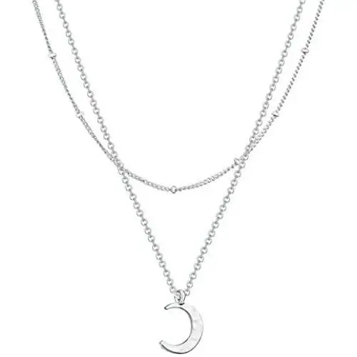 SHERLOVE Gold/Silver Crescent/Full/Circle Moon Pendant Necklace, Real Gold/Sterling Silver Plated Moon Necklaces for Women Girls Simple Necklace Boho Jewelry Moms Gift