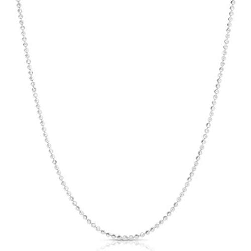 925 Sterling Silver Moon Bead Necklace. Solid Silver Bead Necklace For Men and Women, Jewelry Gift