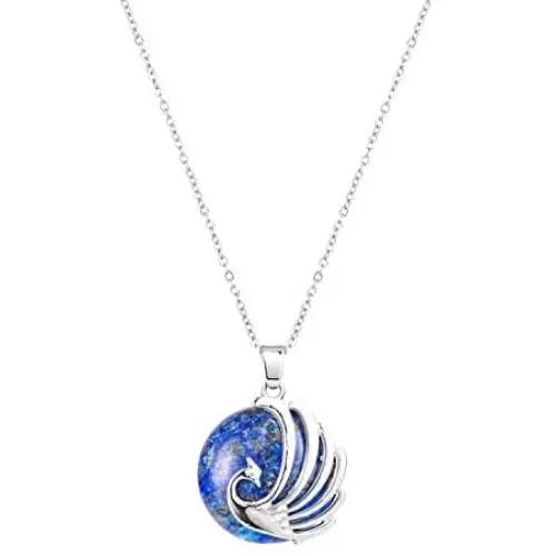Majitangcun Womens Peacock Pendant Necklace, Crystal Necklace Gemstone Healing Chakra Necklace, Lucky Gift for Women and Girls, Matched with Stainless Steel Chain Strap Gift Box Majitangcun Womens Peacock Pendant Necklace, Crystal Necklace Gemstone Healing Chakra Necklace, Lucky Gift for Women and Girls, Matched with Stainless Steel Chain Strap Gift Box