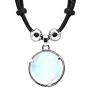 Mia Jewel Shop Crescent Half Moon and Stars Celestial Silver Metal Round Semi Precious Healing Gemstone Crystal Cabochon Pendant Adjustable Necklace
