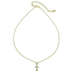 GemStar USA Sterling Silver Polished Cross Dainty Choker Necklace