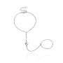 Yalice Evil Eye Finger Bracelet Ring Boho Hand Chains Slave Finger Chain Jewelry for Women and Girls (Silver)