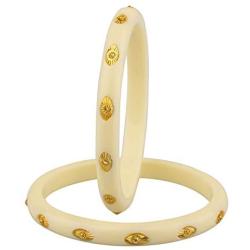 Efulgenz Fashion Jewelry Indian Bollywood Gold Crystal Acrylic Resin Wedding White Bracelet Bangle Set