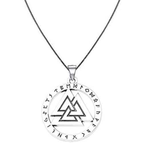 SEIRAA Rotating Valknut Pendant Necklace Norse Amulet Necklace Viking Gift Jewelry for Women Men