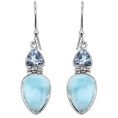 YoTreasure 1.61'' Larimar Blue Topaz Solid 925 Sterling Silver Dangle Earrings YoTreasure 1.61'' Larimar Blue Topaz Solid 925 Sterling Silver Dangle Earrings