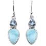 YoTreasure 1.61'' Larimar Blue Topaz Solid 925 Sterling Silver Dangle Earrings