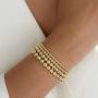 Gold Bead Bracelet for Women,14K Gold Plated Bead Ball Bracelet Stretchable Elastic Bracelet