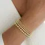 Gold Bead Bracelet for Women,14K Gold Plated Bead Ball Bracelet Stretchable Elastic Bracelet