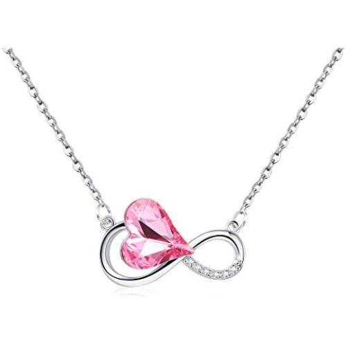 Cat Eye Jewels Blue Made with Swarovski Crystal Love Heart Necklace Silver Tone Chainheart Pendant Jewelry Gifts Gemstone Necklaces for Women Girls