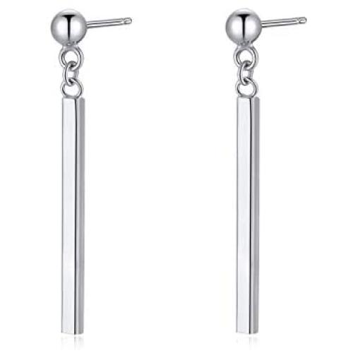S925 Sterling Silver Bar Vertical Earrings for Women Jewelry