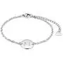 THREE KEYS JEWELRY Silver Initial Bracelet for Women Gifts Stainless Steel Dainty Coin Name Initial Charm Bracelet Alphabet Letter Pendant Initial Bracelets for Girls with Initial