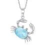 Crab Necklace Natural Larimar Stone Sterling Silver Horoscope Zodiac Sign Pendant Dainty Necklace for Women Crab Necklace Natural Larimar Stone Sterling Silver Horoscope Zodiac Sign Pendant Dainty Necklace for Women