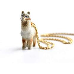 CampHollow Alpaca Hand Painted Porcelain Necklace Ceramic Animal Necklace Pendant Llama