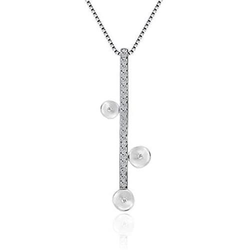 LGSY 925 Sterling Silver Cubic Zircon Pearl Bail Pendants for Pearl Jewely Making, Design Pendant Fitting for Fashion Jewlery