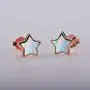 Rose Gold Star Earrings for Girls, Hypoallergenic Fire Opal Stud Earrings For Women ARSKRO S925 Sterling Sliver Little Small Tiny Cute Earring Jewelry Gifts for Sensitive Ears Toddlers Kids