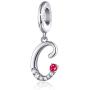 FOREVER QUEEN 925 Sterling Silver A-Z Letter Initial Dangle Beads Charm Red Zircon Alphabet Pendants for Snake Chain Bracelets Necklace Gift Jewelry for Mother