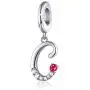 FOREVER QUEEN 925 Sterling Silver A-Z Letter Initial Dangle Beads Charm Red Zircon Alphabet Pendants for Snake Chain Bracelets Necklace Gift Jewelry for Mother