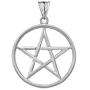 Fine Sterling Silver Pentagram Star Pendant Necklace in Satin Finish