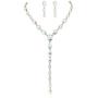 SP Sophia Collection Womens Jewelry Descending Y Oval Drop Necklace and Stud Post Dangle Earrings Set