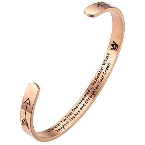 Stainless Steel Cuff Bracelet Message Engraved Crown for Daughter Bangle Gift Jewelry Stainless Steel Cuff Bracelet Message Engraved Crown for Daughter Bangle Gift Jewelry
