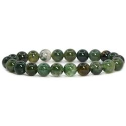 Natural Moss Agate Gemstone Bracelet 7 inch Stretchy Chakra Gems Stones Healing Crystal Energy Quartz Rocks GB8-25