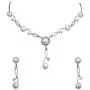 Faship Gorgeous CZ Crystal Freshwater Pearls Floral Necklace Earrings Set Faship Gorgeous CZ Crystal Freshwater Pearls Floral Necklace Earrings Set