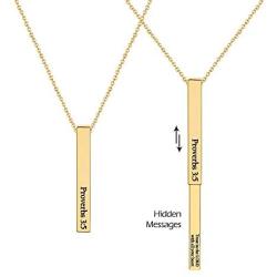 sloong Personalized Christian Necklace, Hidden Messages Engraved Quote Religious Necklace Gold Plated Necklace Charm Bible Verse Religious Jewelry Valentines Gift for Women Girls