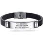 TGLS Quote Bible God Cross Inspirational Words Engraved Bracelets for Mens Religious Gifts Stainless Steel Wristband Silicone Bracelets